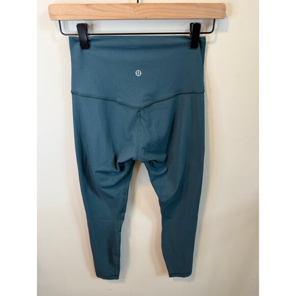 Lululemon Align Ribbed High-Rise Pant 25” Nulu Size 2 Green Jasper - Picture 1 of 8